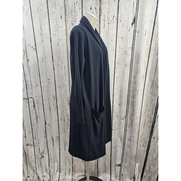W BY WORTH Women's S Black 100% Wool Long Tunic Cardigan‎ Duster Sweater EUC - Picture 2 of 7